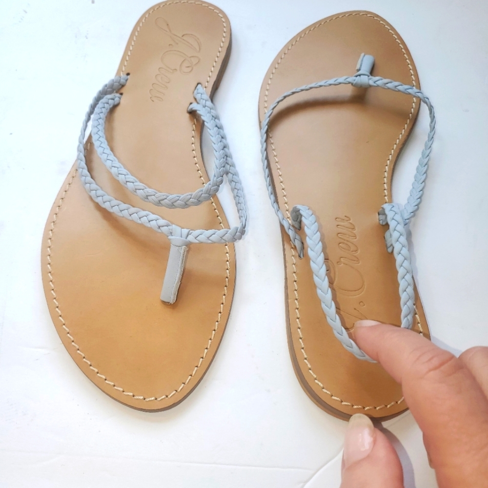 Jcrew blue braided leather sandals made in Italy sz 9.5 NWOT